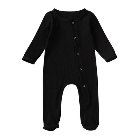 Franhais Baby Romper Solid Color Long Sleeve Round Neck Romper Ribbed Side Snap Buttons One-Piece Jumpsuit 0-6 Months
Franhais Baby Romper Solid Color Long Sleeve Round Neck Romper Ribbed Side Snap Buttons One-Piece Jumpsuit 0-6 Months