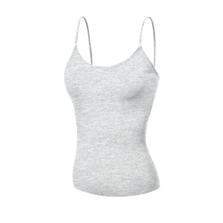 Basic Women Short Cami Built-In Shelf Bra - H Gray L