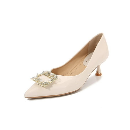 Sanviglor Ladies Stiletto Heels Slip On Pumps Pointed Toe Dress Shoes Party Patent Leather Fashion Comfort Mid Heel Beige 5
Sanviglor Ladies Stiletto Heels Slip On Pumps Pointed Toe Dress Shoes Party Patent Leather Fashion Comfort Mid Heel Beige 5