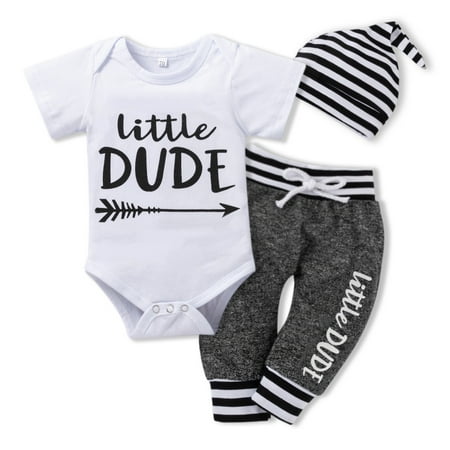 Uccdo 3Pcs Newborn Baby Boys Little Bro/Dude Clothes Infant Letter Printed Romper Bodysuit +Long Pants +Beanie Cap Outfits Set For 0-18 Months
Uccdo 3Pcs Newborn Baby Boys Little Bro/Dude Clothes Infant Letter Printed Romper Bodysuit +Long Pants +Beanie Cap Outfits Set For 0-18 Months