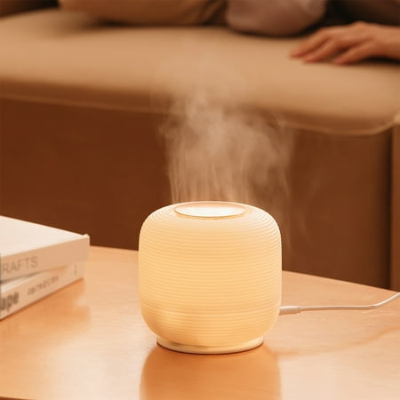 Tiitstoy Home Aroma Humidifier USB Spray Desktop Humidifier LED Warm Light for Car Office Bedroom&Living Room White