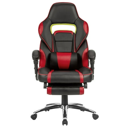 LANGRIA Executive Office Chair, Gaming Chair Racing Style with Footrest, Ergonomic High Back, 360-Degree Swivel, 175-Degree Reclining, Adjustable Seat Height, Lumbar Support, Red