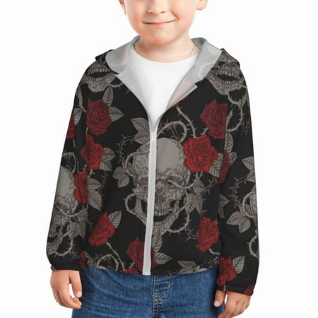 Sun Hoodie for Kids Skull and Red Roses Long Sleeve Swim Fishing Shirts Sun Protection Zip Up Jacket Clothing Athletic Hoodie
Sun Hoodie for Kids Skull and Red Roses Long Sleeve Swim Fishing Shirts Sun Protection Zip Up Jacket Clothing Athletic Hoodie