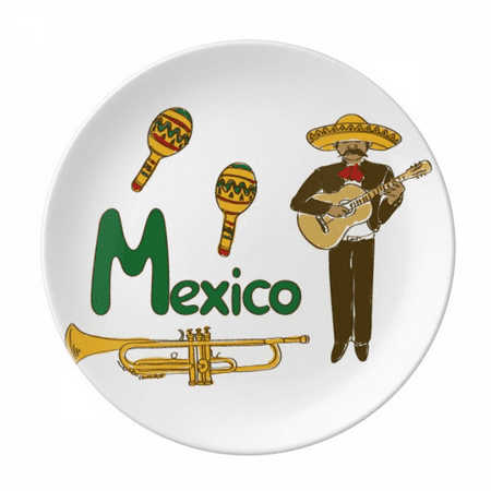 Mexico Music Instrument Song Mexican Plate Decorative Porcelain Salver Tableware Dinner Dish