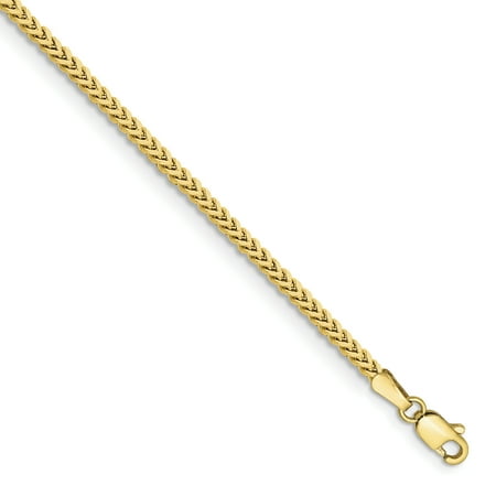 10k Yellow Gold 2mm Franco Chain Anklet Ankle Beach Bracelet 7 Inch :