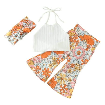 Baby Girls Clothing Sets Solid Color Halter Neck Sleeveless Summer Ribbed Tops Pants Headbands Outfits Dailywears Comfortable Loose Fittness Sets
Baby Girls Clothing Sets Solid Color Halter Neck Sleeveless Summer Ribbed Tops Pants Headbands Outfits Dailywears Comfortable Loose Fittness Sets