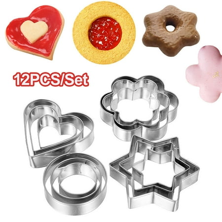 SPRING PARK 12Pcs Heart/Flower/Round/Star Fondant Cake Cookie Mold Biscuit Cutter Set for Kitchen Baking and Cake Decorating
SPRING PARK 12Pcs Heart/Flower/Round/Star Fondant Cake Cookie Mold Biscuit Cutter Set for Kitchen Baking and Cake Decorating