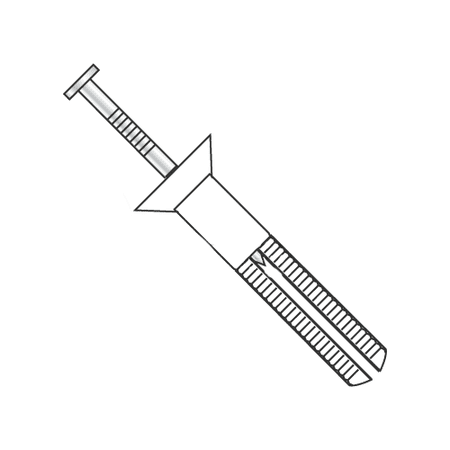 1/4 x 2 Hammer Drive Anchors / Flat Head / Nylon / Steel Zinc Nail (Quantity: 100 pcs)