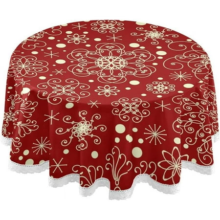 

SKYSONIC Christmas Snowflakes Round Tablecloth 60 Inch Waterproof Stain and Wrinkle Resistant Washable Decorative Table Covers for Kitchen Dining Tabletop Party Outdoor Picnic