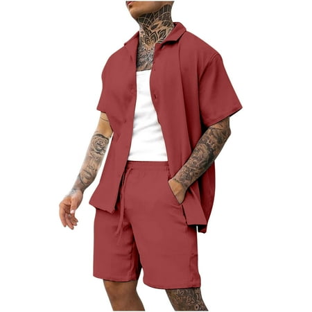 Men s 2 Piece Outfits Short Sleeve Pocket Button Down Shirt Elastic waist Drawstring Shorts Set
Men s 2 Piece Outfits Short Sleeve Pocket Button Down Shirt Elastic waist Drawstring Shorts Set