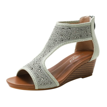 Sandals Women Fashion Spring Summer Women Sandals Wedge Heel Open Toe Breathable Back Zipper Comfortable Solid Rhinestone Roman Style
Sandals Women Fashion Spring Summer Women Sandals Wedge Heel Open Toe Breathable Back Zipper Comfortable Solid Rhinestone Roman Style
