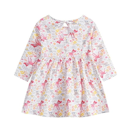 Baby Girl Clothes Toddler Baby Girl Clothing Long Sleeve One-Piece Floral Print Dress Autumn Kids Skirt on Clearance