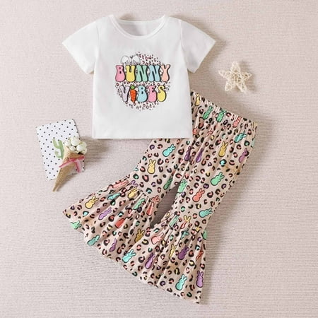 cllios Baby Girl Easter Outfits Bunny Lettered Shirt Elastic Flare Pants Set Toddler Kids Floral Bell-Bottom Set
cllios Baby Girl Easter Outfits Bunny Lettered Shirt Elastic Flare Pants Set Toddler Kids Floral Bell-Bottom Set