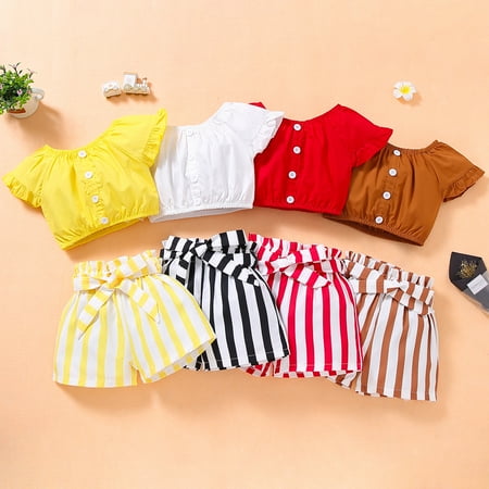 Canrulo Kids Girls Outfits Two-piece Clothes Short Sleeve Tops + Striped Shorts Outfits
Canrulo Kids Girls Outfits Two-piece Clothes Short Sleeve Tops + Striped Shorts Outfits