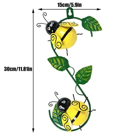 Xinqinghao Garden Metal Bumble Bee & Ladybird Ornament Outdoor WallArt Yellow