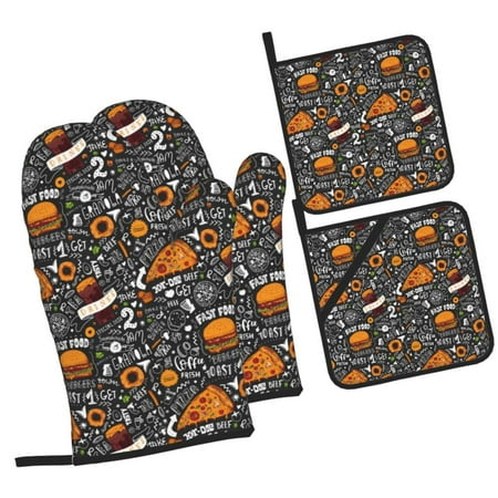 Daiia Fastfood 1 Pattern Oven Mitts and Pot Holders 4 pcs Set High Heat Resistant 500 Degree Extra Thicken Long Kitchen Cotton Oven Glove
Daiia Fastfood 1 Pattern Oven Mitts and Pot Holders 4 pcs Set High Heat Resistant 500 Degree Extra Thicken Long Kitchen Cotton Oven Glove
