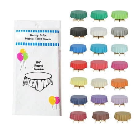 (1 Pc) White Premium Round Heavy-Duty Plastic Table Covers (Reusable)