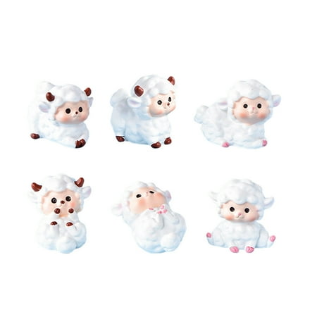 Resin Sheep Model 6pcs Micro Landscape Random Sheep Decor Craft Cartoon Miniature Statue (White)
Resin Sheep Model 6pcs Micro Landscape Random Sheep Decor Craft Cartoon Miniature Statue (White)
