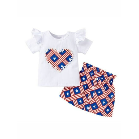 Loliuicca Kid Short Ruffle Sleeve and Skirt Heart American Flag Print Independence Day Theme
Loliuicca Kid Short Ruffle Sleeve and Skirt Heart American Flag Print Independence Day Theme