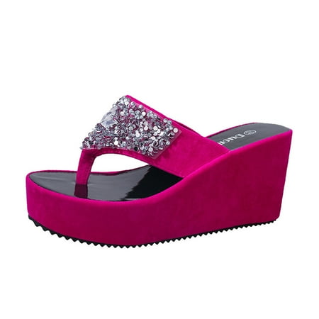 slipper for Women Summer Women s Slippers Rhinestone Wedges Flip Flops Fashion Clip Toe Beach Shoe Flock
slipper for Women Summer Women s Slippers Rhinestone Wedges Flip Flops Fashion Clip Toe Beach Shoe Flock