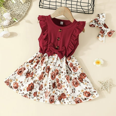 Huilaibazo Girls Dress Toddler Girls Sleeveless Ribbed Bowknot Dresses Kids Ruffles Flower Printed Princess Dress Headbands Set
Huilaibazo Girls Dress Toddler Girls Sleeveless Ribbed Bowknot Dresses Kids Ruffles Flower Printed Princess Dress Headbands Set