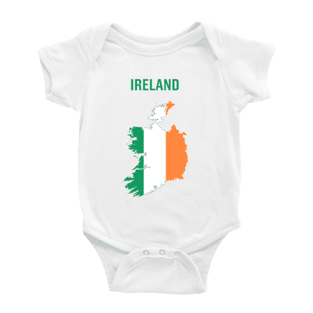 Ireland Map Flag Cute Baby Rompers (White 12-18 Months)