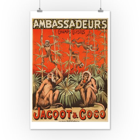 Ambassadeurs - Jacqot & Coco Vintage Poster France c. 1885 (12x18 Art Print, Wall Decor Travel Poster)