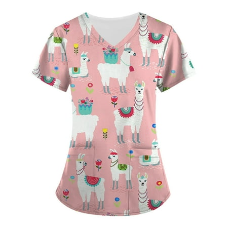 QAZXD Womens Tops and Blouses Summer Fashion Short Sleeve V-Neck T Shirts Printed Scrubs with Pocket
QAZXD Womens Tops and Blouses Summer Fashion Short Sleeve V-Neck T Shirts Printed Scrubs with Pocket