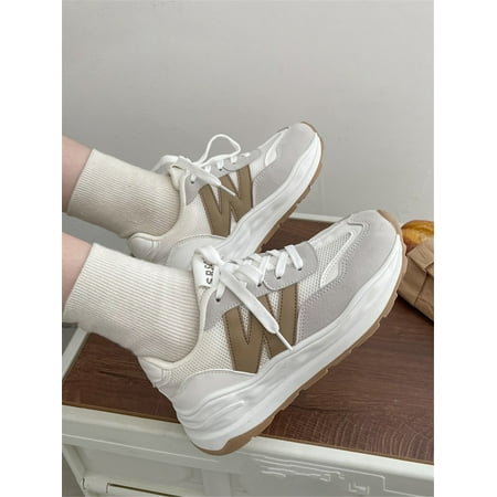 Letter Graphic Lace-up Front Chunky Sneakers Women‘s Footwear