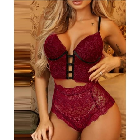 COUTEXYI Women Lingerie Set Female Lace Bra and High-waisted Panty Set