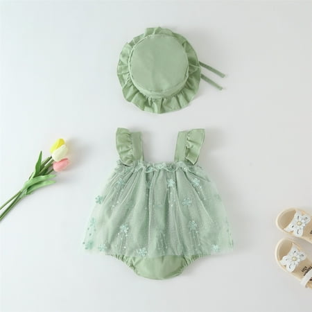 Vedolay Summer Girl Bodysuits Girl s Ruffle Trim Floral Print Tank Romper Sleeveless Belted Summer Short Jumpsuit Green 9-15 Months
Vedolay Summer Girl Bodysuits Girl s Ruffle Trim Floral Print Tank Romper Sleeveless Belted Summer Short Jumpsuit Green 9-15 Months