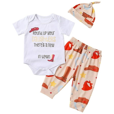 GWAABD Summer Outfits for Girl White Cotton Infants and Children Letter Printing Short Sleeved Romper Trousers Three Piece Boots Printing Casual Suit 80
GWAABD Summer Outfits for Girl White Cotton Infants and Children Letter Printing Short Sleeved Romper Trousers Three Piece Boots Printing Casual Suit 80