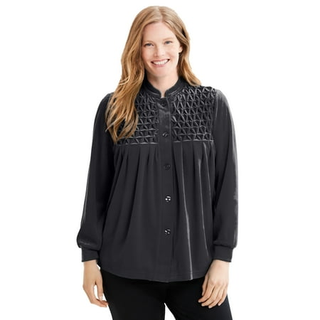 Only Necessities Women s Plus Size Smocked Velour 25& Robe