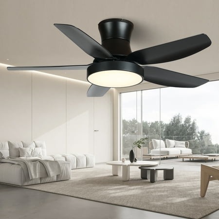 46 Inch Black Flush Mount Ceiling Fan with Light and Remote Control Low Profile Ceiling Fan with 5 blades 3 Light Color 6 Speeds for Living Room Bedroom Children room Matte Black
46 Inch Black Flush Mount Ceiling Fan with Light and Remote Control Low Profile Ceiling Fan with 5 blades 3 Light Color 6 Speeds for Living Room Bedroom Children room Matte Black