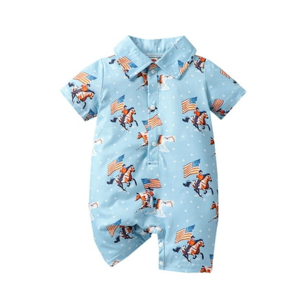 Newborn Baby Boys Summer Casual Jumpsuit 3M 6M 12M 18M 4th of July Short Sleeve Lapel Flag and Horse Print Button Down Romper
Newborn Baby Boys Summer Casual Jumpsuit 3M 6M 12M 18M 4th of July Short Sleeve Lapel Flag and Horse Print Button Down Romper