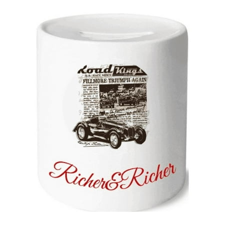 Classic Cars Newspaper Pattern Illustration Rich and Rich Bank Saving Box Coin