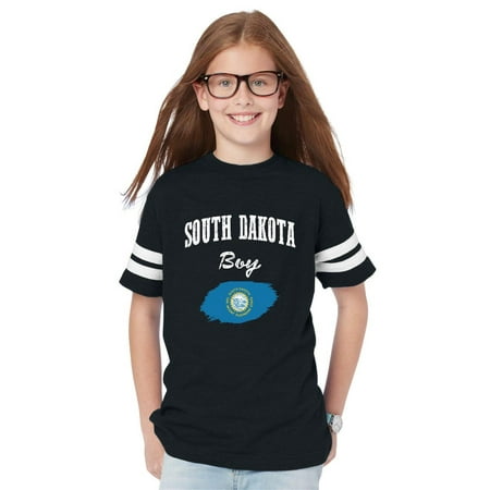 South Dakota Boy Youth Football Fine Jersey Tee