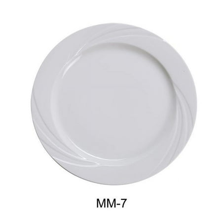Yanco MM-7 7.25 in. Miami Porcelain Round Plate Bone White - Pack of 36