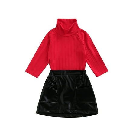 Musuos 2 Pcs Infant Solid Color Outfits Girls Casual Long Sleeve High Collar Pullover + Leather Skirt
Musuos 2 Pcs Infant Solid Color Outfits Girls Casual Long Sleeve High Collar Pullover + Leather Skirt