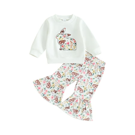 Qtinghua Infant Toddler Baby Girls Easter Clothes Long Sleeve Rabbit Print Tops+Elastic Waist Flare Pants Set White 18-24 Months
Qtinghua Infant Toddler Baby Girls Easter Clothes Long Sleeve Rabbit Print Tops+Elastic Waist Flare Pants Set White 18-24 Months