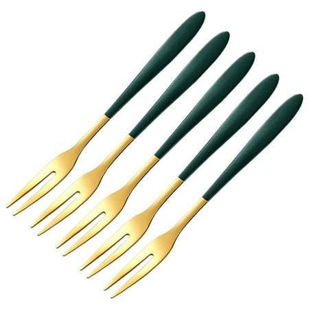 5 Pieces of 5 Inch Stainless Steel Luxury Exquisite Fruit Fork Dessert Fork Two Tooth Fork Dark Green
5 Pieces of 5 Inch Stainless Steel Luxury Exquisite Fruit Fork Dessert Fork Two Tooth Fork Dark Green