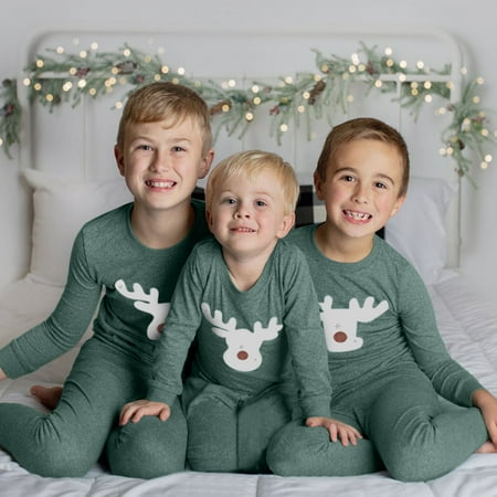 DAETIROS Skin Friendly Breathable Soft Christmas (6M-4T) Tops+Pants Funny Toddler Baby Boys Girls Pajama Sets Green