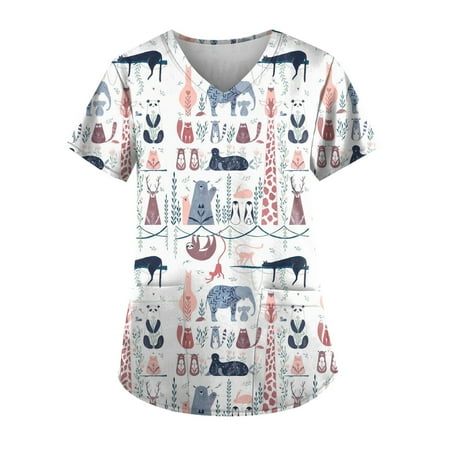 TKing Fashion Women Plus Size Scrubs Top V-Neck Short Sleeve Fruit Print Pockets Work Blouse for Women Rose Gold 5XL
TKing Fashion Women Plus Size Scrubs Top V-Neck Short Sleeve Fruit Print Pockets Work Blouse for Women Rose Gold 5XL
