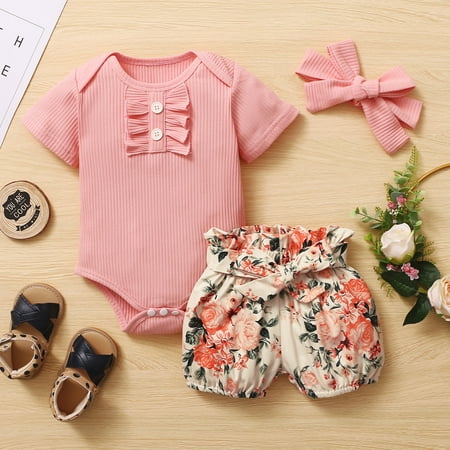 Tejiojio Girls and Toddlers Soft Cotton Clearance 3Pcs Baby Girls Infant Clothes Set Romper Jumpsuit Bowknot Floral Shorts Outfits
Tejiojio Girls and Toddlers Soft Cotton Clearance 3Pcs Baby Girls Infant Clothes Set Romper Jumpsuit Bowknot Floral Shorts Outfits