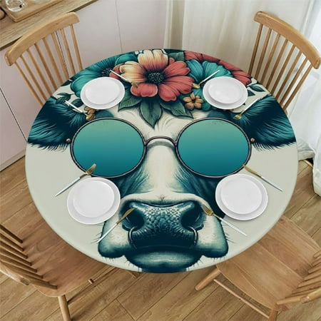 Sheronv Cow with Sunglasses and Flower Crown Round Table Cover Stain Resistant Washable Indoor Outdoor Tablecloth Kitchen Dining Wedding Parties 100% Polyester Fiber 38-42
Sheronv Cow with Sunglasses and Flower Crown Round Table Cover Stain Resistant Washable Indoor Outdoor Tablecloth Kitchen Dining Wedding Parties 100% Polyester Fiber 38-42
