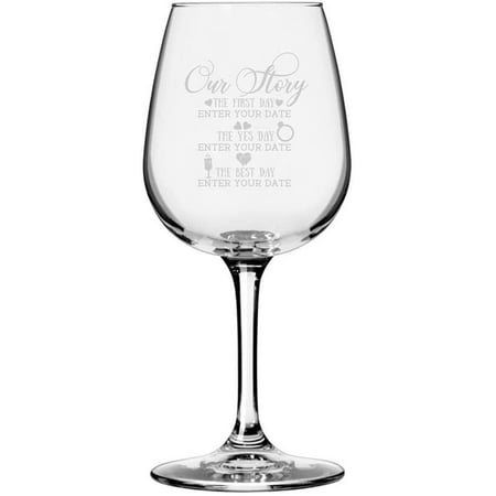Our Story Wedding Quotes Etched 12.75oz All Purpose Libbey Wine Glass