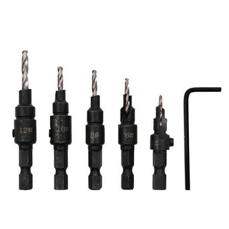 5 Pcs Hex Countersink Drill Bit Set for Carpentry and Woodworking and an Allen Key (5-12 White)
5 Pcs Hex Countersink Drill Bit Set for Carpentry and Woodworking and an Allen Key (5-12 White)