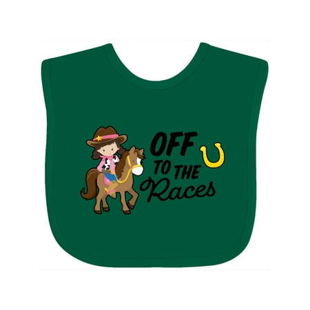Inktastic Off to the Races with Cowgirl on Horse Gift Baby Girl Bib