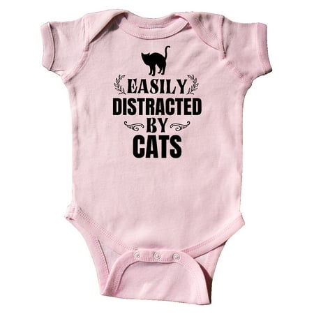 Inktastic Easily Distracted by Cats Gift Baby Boy or Baby Girl Bodysuit