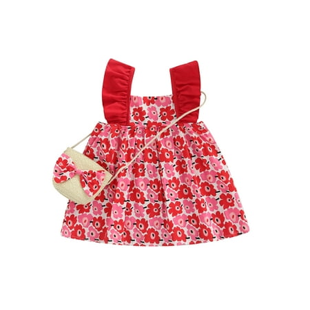 Canrulo Toddler Baby Girl Summer Dress Flower Ruffle Sleeveless Backless Dress+Bow Straw Cross Bag Outfits Red 12-18 Months
Canrulo Toddler Baby Girl Summer Dress Flower Ruffle Sleeveless Backless Dress+Bow Straw Cross Bag Outfits Red 12-18 Months